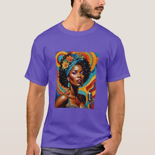 アフロソウルディーバア鮮やかートティー Tシャツ (正面)