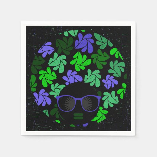 アフロディバグリーン&ブルー スタンダードカクテルナプキン (正面)