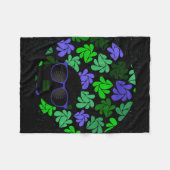 アフロディバグリーン&ブルー フリースブランケット (正面(横))