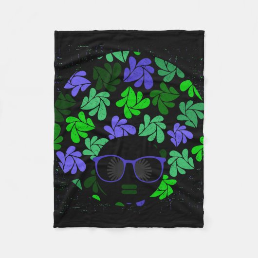 アフロディバグリーン&ブルー フリースブランケット (正面)