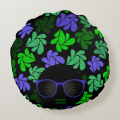 アフロディバグリーン&ブルー ラウンドクッション (裏面)