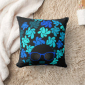 アフロディバターコイズブルー&ブラックピロー クッション (ブランケット)