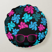 アフロディバターコイズ&ホットピンク ラウンドクッション (裏面)