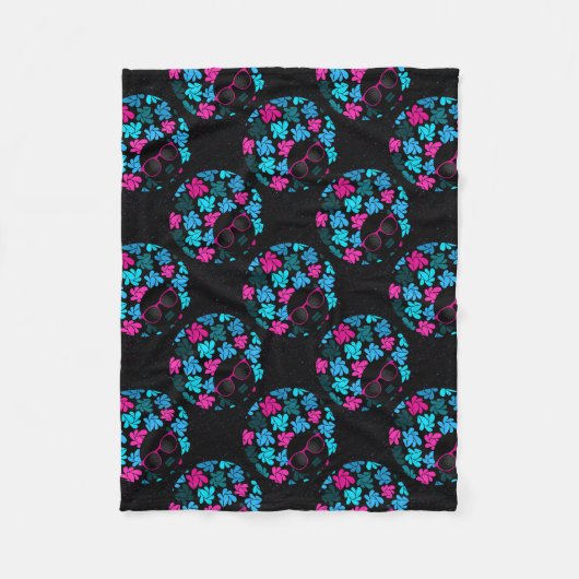 アフロディヴァターコイズ&ホットピンク フリースブランケット (正面)