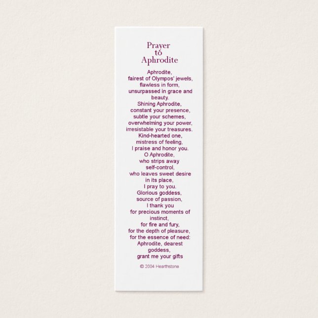 アフロディーテ祈りの言葉カード (正面)