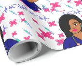 アフロナース介護者LPN RNブラックラッピング紙 ラッピングペーパー (ロールコーナー)