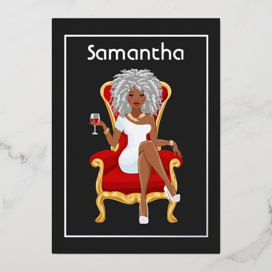 アフロバースデーパーティーフォイル招待状 箔招待状 (正面)