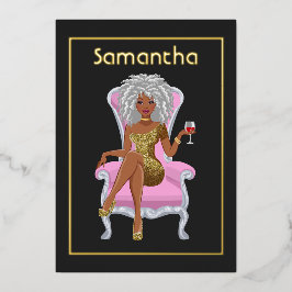 アフロバースデーパーティーフォイル招待状 箔招待状