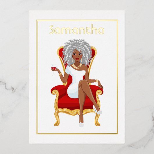 アフロバースデーパーティーフォイル招待状 箔招待状 (正面)