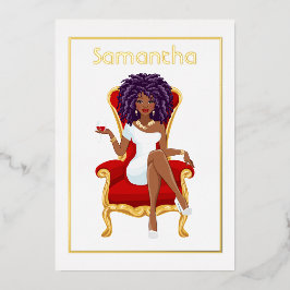 アフロバースデーパーティーフォイル招待状 箔招待状