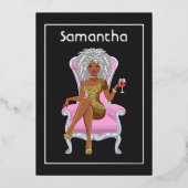 アフロバースデーパーティーフォイル招待状 箔招待状 (正面)