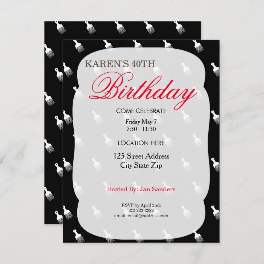 アフロパフバースデーパーティ招待状 招待状 (正面/裏面)