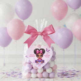 アフロパフベビーガールピンク/パープルバタフライ誕生日 ハートシール