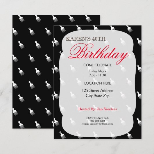 アフロパフ バースデーパーティー 招待状 (正面/裏面)