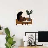 アフロブラックウーマンボホ抽象芸術ウォールアート ポスター (ホームオフィス)