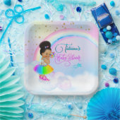 アフロプフベビーガールパステルレインボーベビーシャワー ペーパープレート (パーティー)