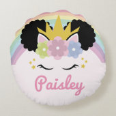 アフロプフユニコーンカーリーヘア名前をカスタムする ラウンドクッション (裏面)