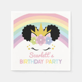 アフロプフユニコーンレインボーズ誕生日パーティー スタンダードカクテルナプキン