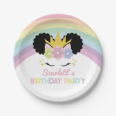 アフロプフユニコーンレインボーズ誕生日パーティー ペーパープレート (正面)
