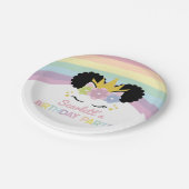 アフロプフユニコーンレインボーズ誕生日パーティー ペーパープレート (アングル)