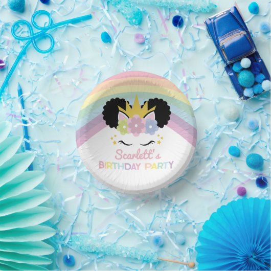 アフロプフユニコーンレインボーズ誕生日パーティー ペーパーボウル (パーティー)