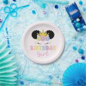 アフロプフユニコーン誕生日ガール ペーパープレート (パーティー)