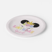 アフロプフユニコーン誕生日ガール ペーパープレート (アングル)