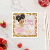 アフロプリンセスバレリーナベビーガールピンク|金ゴールド ファンシー スタンダードカクテルナプキン (インサイチュ)