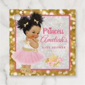 アフロプリンセスバレリーナベビーガールピンク|金ゴールド ファンシー フェイバータグ (正面)