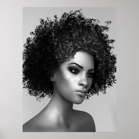 アフロヘアの3Dイラスト ポスター (正面)
