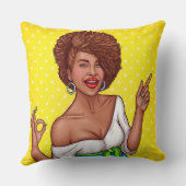 アフロヘアブラックウーマン装飾用クッション クッション (裏面)