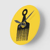 アフロヘアーピース ラウンド壁時計 (傾斜)