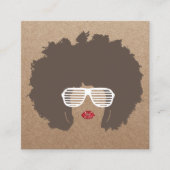 アフロヘア美しいガールファッションスタイリストクラフト素朴クラフト スクエア名刺 (正面)