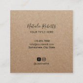 アフロヘア美しいガールファッションスタイリストクラフト素朴クラフト スクエア名刺 (裏面)