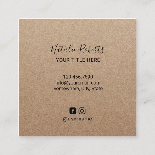 アフロヘア美しいガールファッションスタイリストクラフト素朴クラフト スクエア名刺 (裏面)