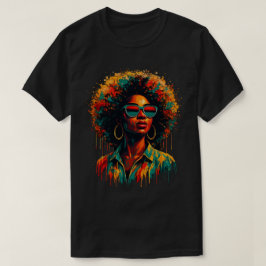 アフロペイントドリップフリーダムアート Tシャツ