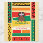 アフロモダンアフリカ系アメリカ人ガールズバースデーパーティー ワインラベル (シングルラベル)