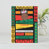 アフロモダンアフリカ系アメリカ人ガールズバースデーパーティー 招待状 (スタンド正面)