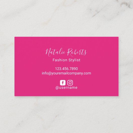 アフロモダンヘアガールホットピンクスクリプト美しいサロン 名刺 (裏面)