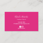 アフロモダンヘアガールホットピンクブラックグリッターサロン 名刺 (裏面)
