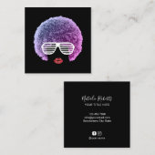 アフロモダンヘア美しいガールファッションスタイリスト スクエア名刺 (正面/裏面)