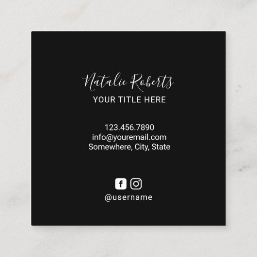 アフロモダンヘア美しいガールファッションスタイリスト スクエア名刺 (裏面)