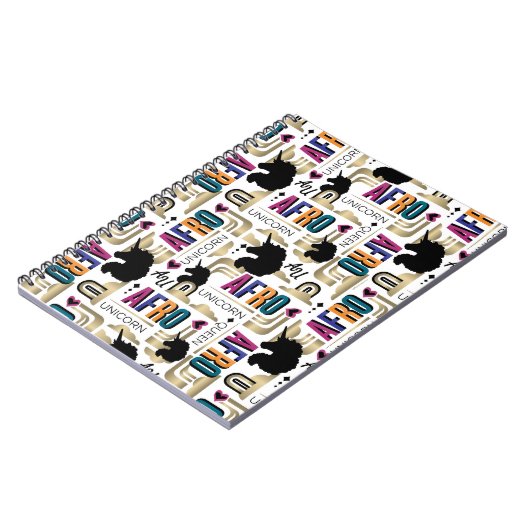 アフロユニコーンはっきりした模様 ノートブック (左側)