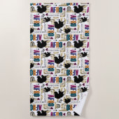 アフロユニコーンはっきりした模様 ビーチタオル (正面)