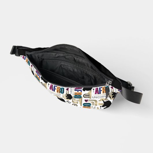アフロユニコーンはっきりした模様 ファニーパック (見開き)