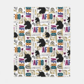 アフロユニコーンはっきりした模様 フリースブランケット (正面)