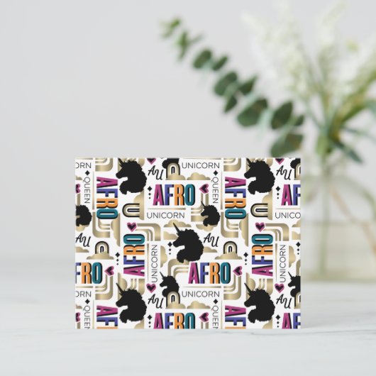 アフロユニコーンはっきりした模様 ポストカード (スタンド正面)