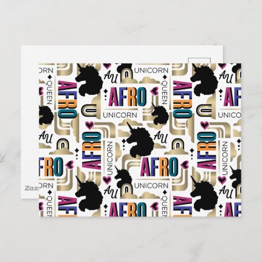 アフロユニコーンはっきりした模様 ポストカード (正面/裏面)