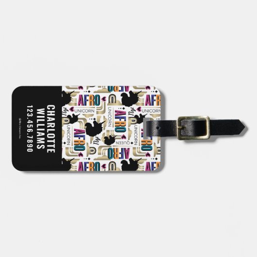アフロユニコーンはっきりした模様 ラゲッジタグ (正面横)