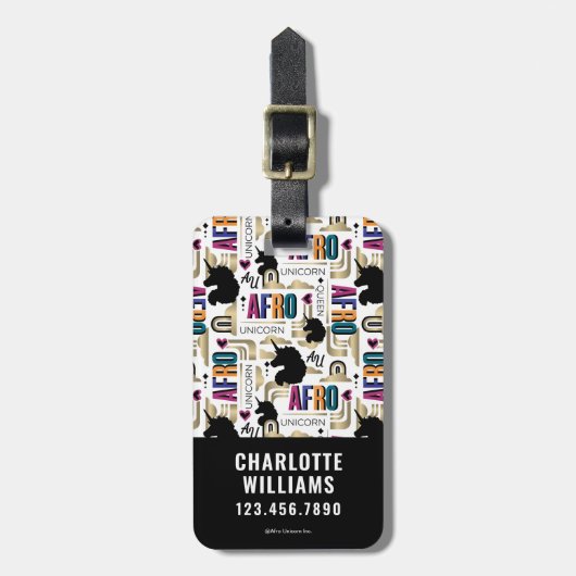 アフロユニコーンはっきりした模様 ラゲッジタグ (正面縦)